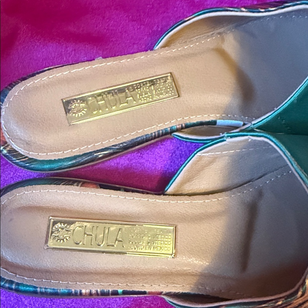 NEW Chula Peacock Feather  size 6 Women's Mules flats - Picture 5 of 6